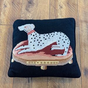 Vintage Elizabeth Bradley Needlepoint Cushion Spotted Dog